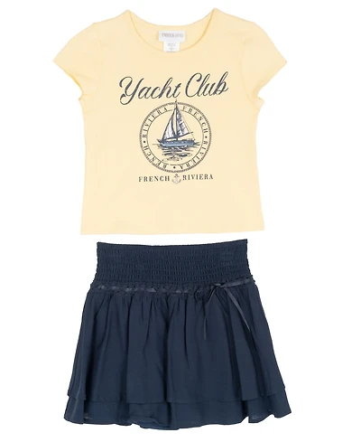 Tween Diva Girls 7-16 Graphic T-Shirt and Woven Skort With Ribbon, 2-Piece Set