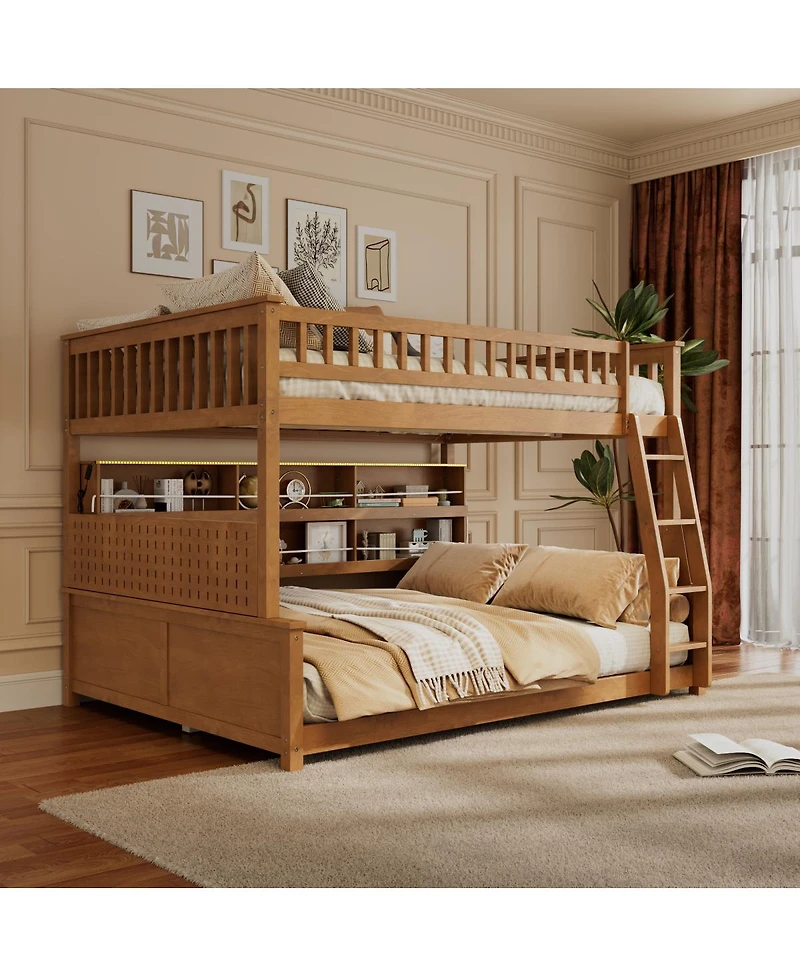 Streamdale Furniture Bunk Bed with Shelving, Lights & Pegboard