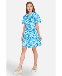 Yumi Women's Floral Print Relaxed Shirt Dress