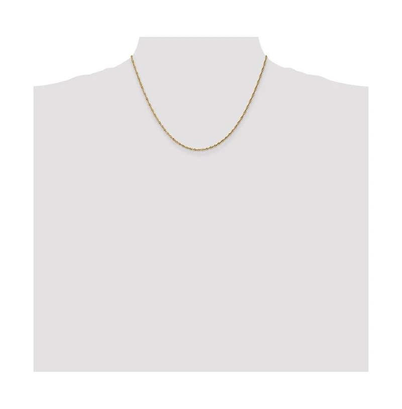 Curata Jewelry Solid 18k Yellow Gold Italian Diamond-Cut Singapore Chain Necklace