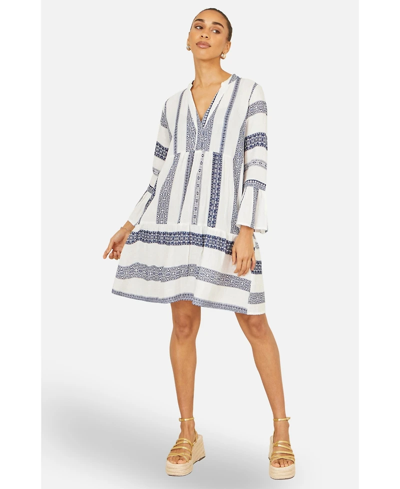 Yumi Women's Cotton Stripe Tunic Dress