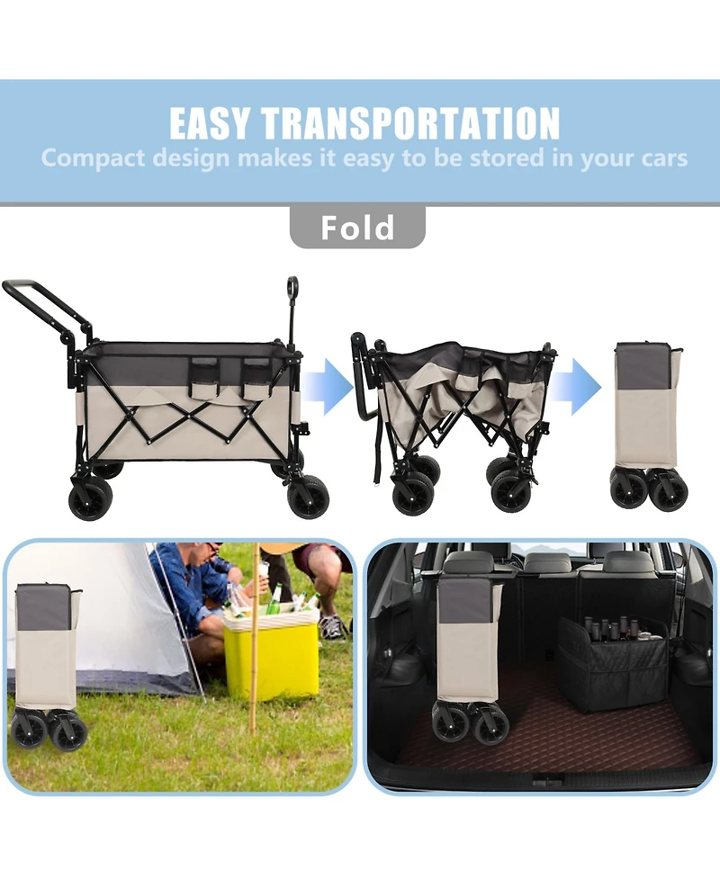 Rainsken Multi-Functional Push-Pull Folding Wagon Cart