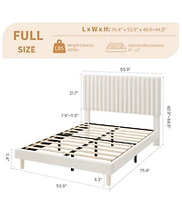 gaomon Upholstered Platform Velvet Bed Frame with Headboard,Strong Wooden Slats Support