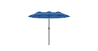Clihome Outdoor Umbrella,Double-sided Patio Umbrella,with Push Button Tilt and Crank,3 Air Vents and 12 Ribs