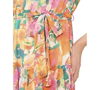 Sam & Jess Women's Tiered Floral Flutter-Sleeve Maxi Dress