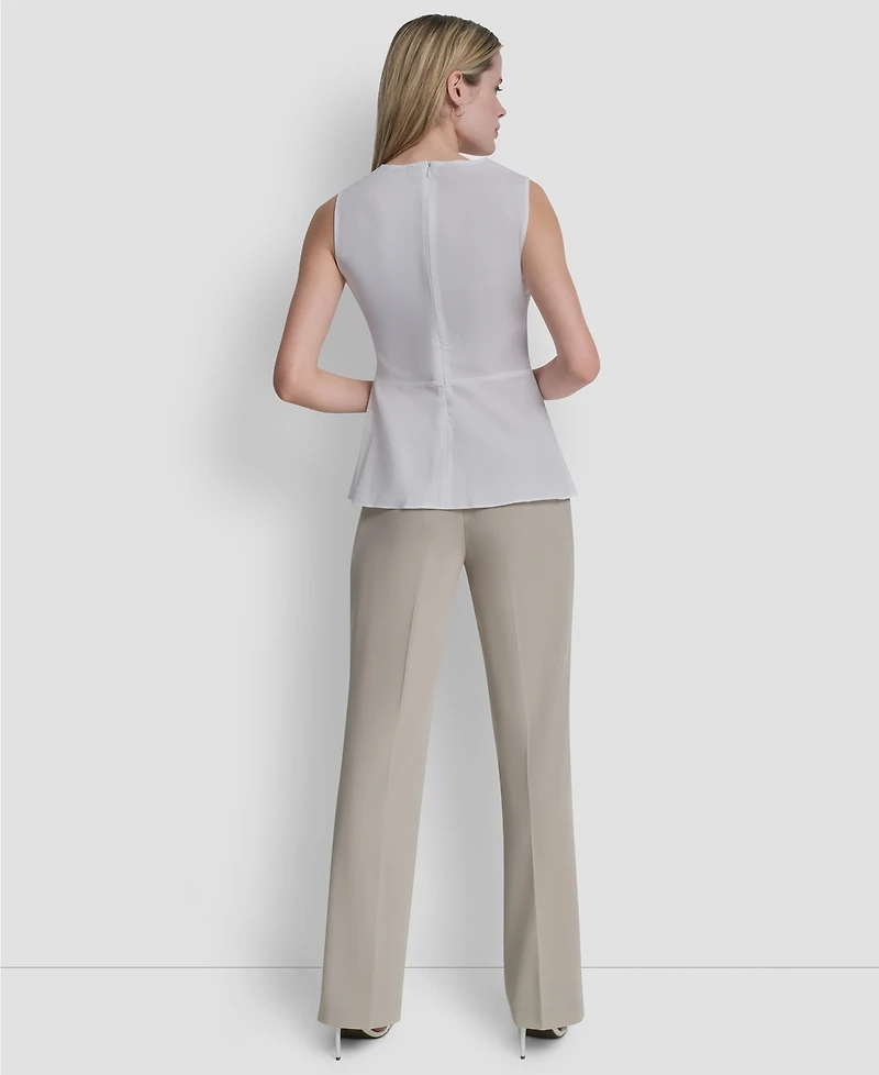 Dkny Women's Sleeveless Cotton Polin Ruched Front Top