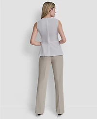 Dkny Women's Sleeveless Cotton Polin Ruched Front Top