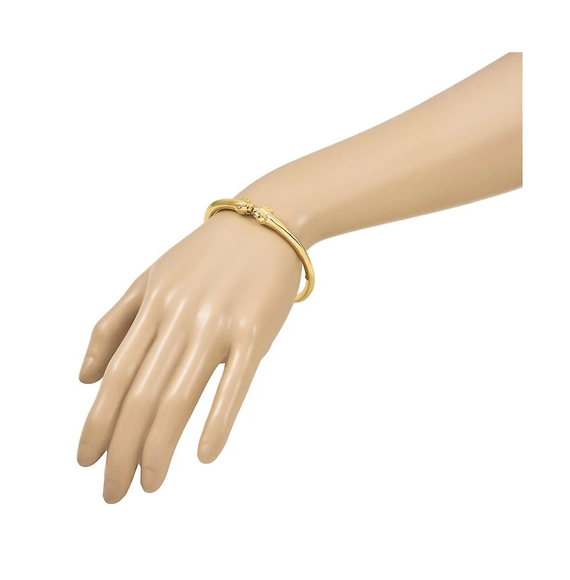 Curata Jewelry Solid 18k Gold Panther Head Hinged Cuff Stackable Bangle Cuff Bracelet