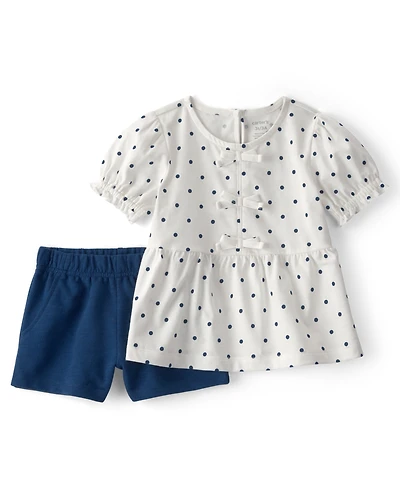 Carter's Girls' Toddler 2T-5T Polka Dots Top & Short, 2-Piece Set