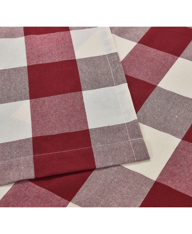 Kate Aurora Country Farmhouse Rod Pocket Buffalo Plaid Gingham Tie Up Window Curtain Panel