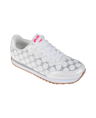 bebe Women's Sneaker with Rhinestone Mesh Upper