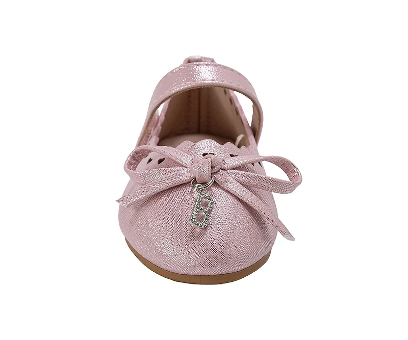 Bebe Toddler Girl's Flat with Bow and Hanging B Charm