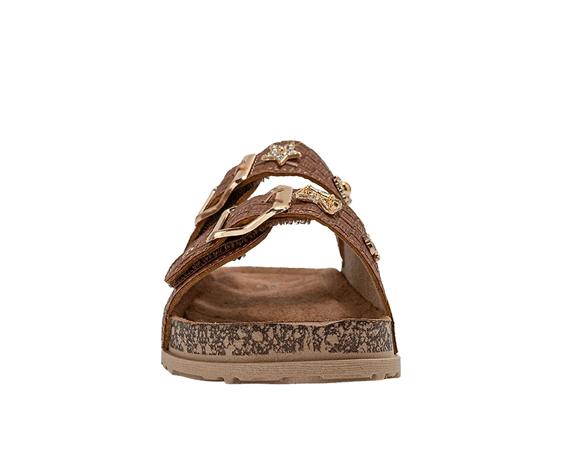 Bebe Girls Footbed Sandals - Comfortable Design with Double Buckle and Charms