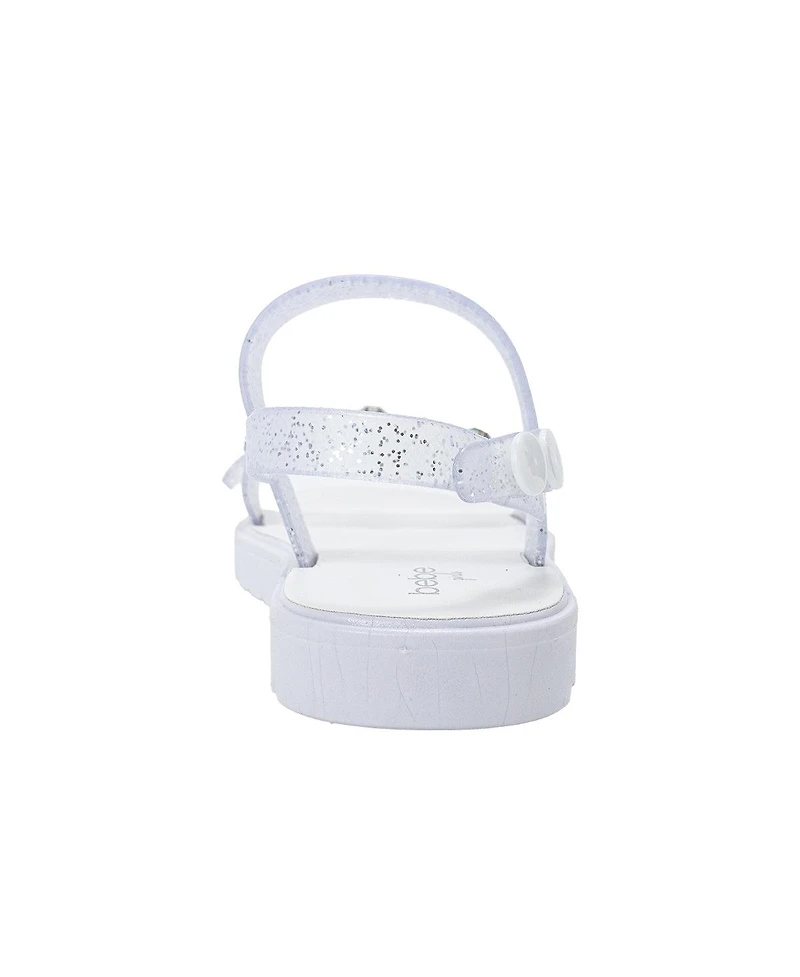 Bebe Girls Pcu sandal with Glitter Flower snd Rs