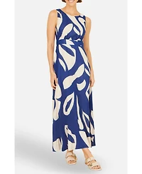 Yumi Women's Cotton Abstract Print Maxi Dress