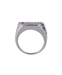 Laundry by Shelli Segal Silver Tone Square Ring with Crystal Stone Accents