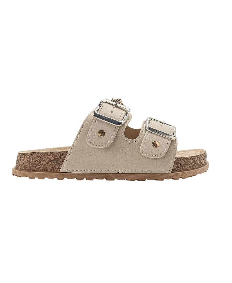 Bebe Girls Footbed Sandals - Lightweight with Secure Buckles and Multi-Charm Details (Little Girls/kids)