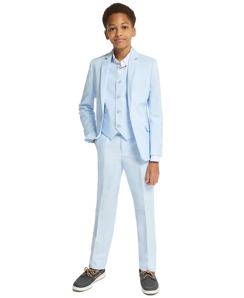 Calvin Klein Boys' 8-20 Tri-Blend Linen Zip Closure Suit Pants
