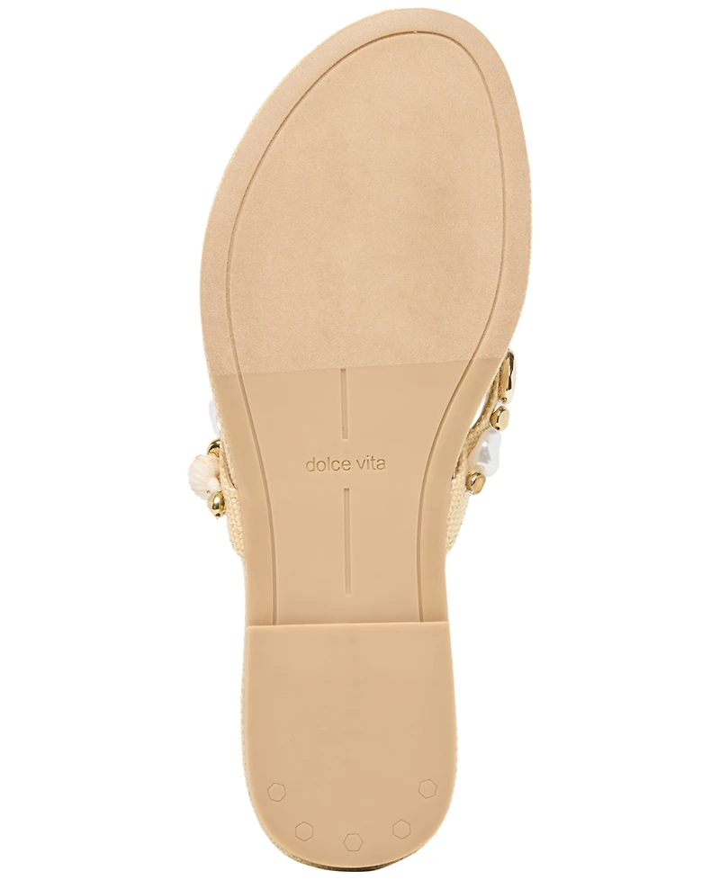Dolce Vita Women's Kysha Embellished Shell Thong Slip-On Flip Flop Sandals