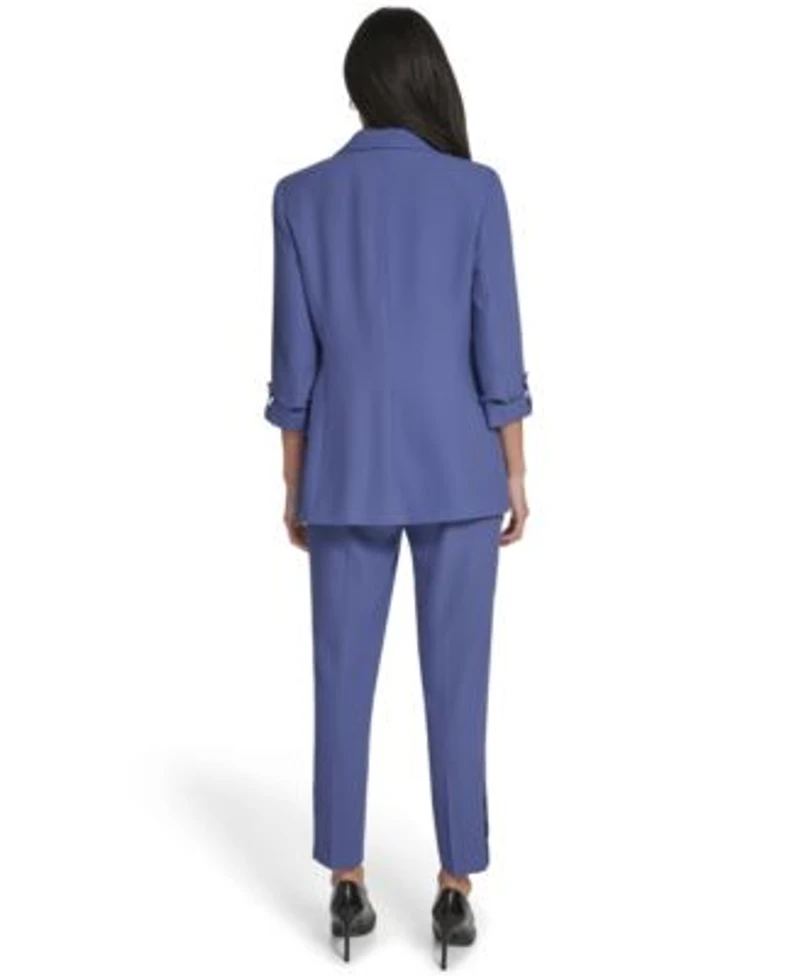 Calvin Klein Womens Open Front Roll Sleeve Jacket Mid Rise Slim Leg Pants