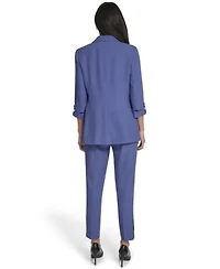 Calvin Klein Womens Open Front Roll Sleeve Jacket Mid Rise Slim Leg Pants