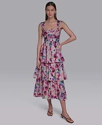 Halston Women's Square Neck Midi Dress