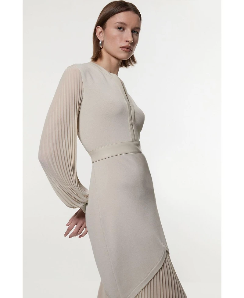 Karen Millen Women's Woven Sleeved Pleated Dress