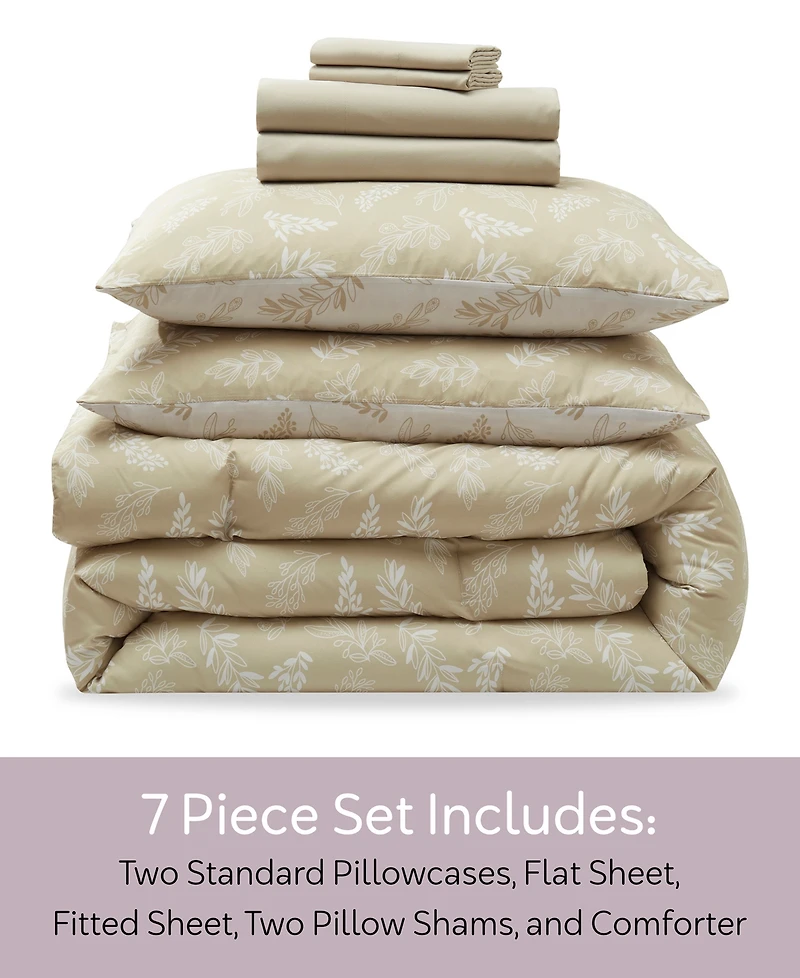 Nestl Luxury Soft Botanical Design 7-Pc. Comforter Set