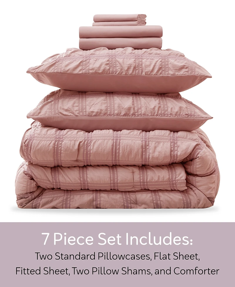 Nestl Luxury Soft Seersucker Design 7-Pc. Comforter Set