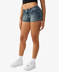 True Religion Women's Joey Low-Rise Big T Flap Shorts