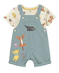 Disney Baby Boys' or Girls' Short-Sleeve T-Shirt and Shortall, 2-Piece Set