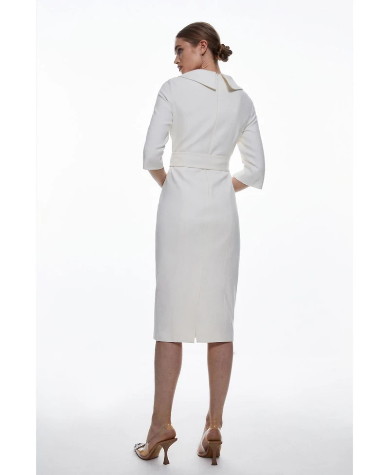Karen Millen Women's Crepe Roll Neck Pencil Midi Dress