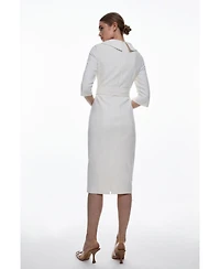 Karen Millen Women's Crepe Roll Neck Pencil Midi Dress