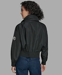 Karl Lagerfeld Paris Women's Logo Patched Bomber Jacket