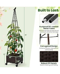 Slickblue Raised Garden Bed with Trellis and Built-In Planter Boxes