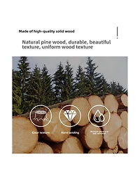 Rainsken Solid Wood Coat Rack, Freestanding Clothes Organizer with Hanging Rod, Hooks, Storage Stand for Coats and Bags