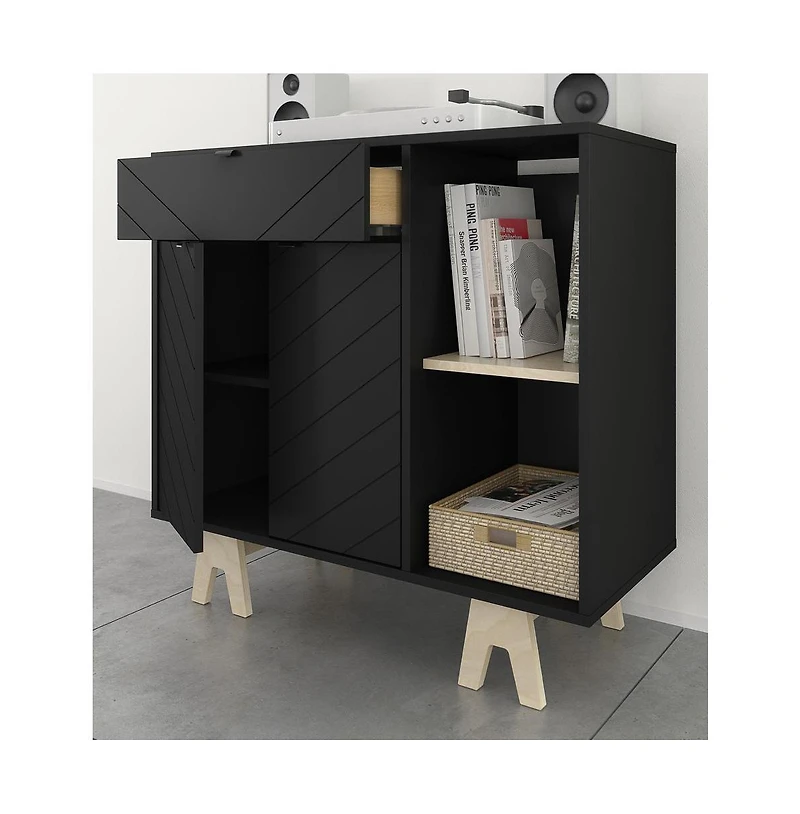 Nexera Sideboard Storage Unit With Accent Door And Double Shelf
