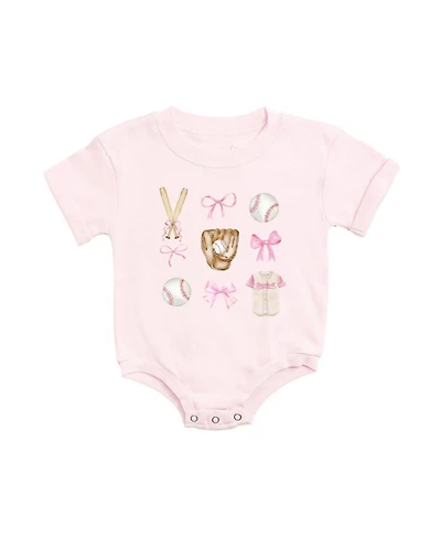 Sweet Wink Baby Girls Baseball Cutie Short Sleeve Romper