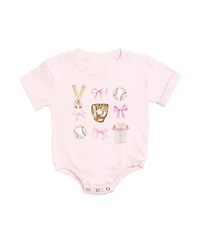 Sweet Wink Baby Girls Baseball Cutie Short Sleeve Romper