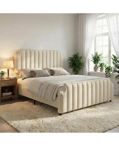 gaomon Platform Bed Frame, Upholstered Bed Frame with Headboard and Footboard,Bed Frame with Strong
