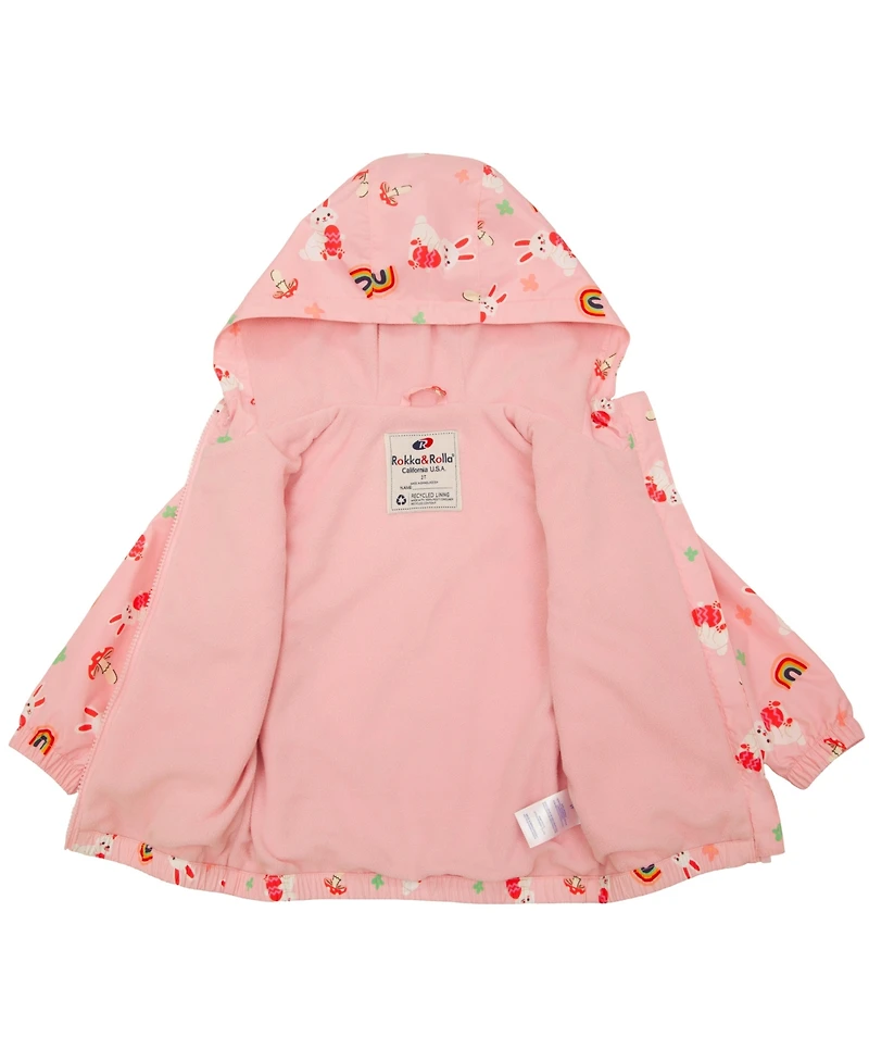Rokka&Rolla Toddler Girls Fleece Lined Windbreaker Rain Jacket