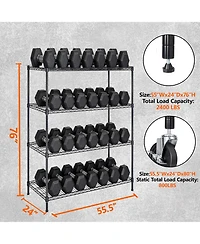 Rainsken 4 Tier Heavy Duty Wire Storage Shelves with Wheels, Adjustable Utility Storage Rack, 2400 lbs Capacity for Garage