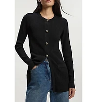 Karen Millen Women's Dome-Button Longline Knitted Cardigan
