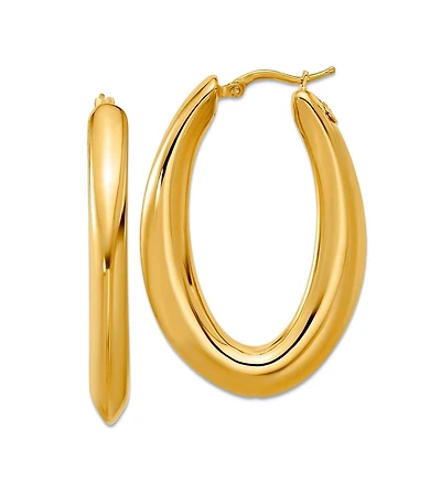 Curata Jewelry Solid 18k Yellow Gold 41x28mm Puffed Oval Hoop Earrings