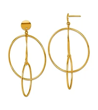 Curata Jewelry Solid 18k Yellow Gold Italian 54x32mm Double Circle Statement Post Earrings