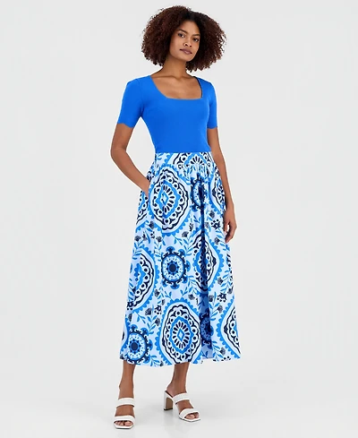 T Tahari Women's Printed Pull-On Midi Skirt