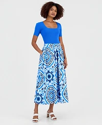 T Tahari Women's Printed Pull-On Midi Skirt