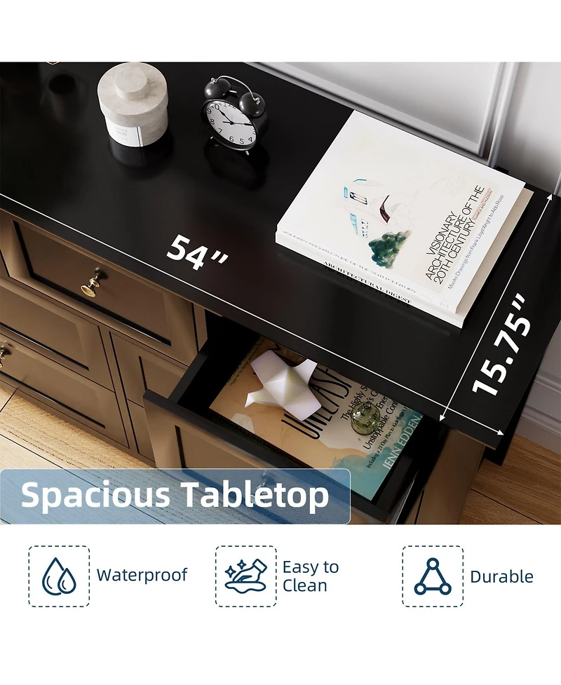 gaomon 7 Drawer Dresser for Bedroom,Wooden Dressers with Large Storage,Handleless Chest of Drawers Tv Stand