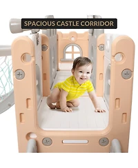 gaomon 8-In-1 Indoor Playground with Slide: Slide Playset, Includes Slide, Basketball Hoop, Climber