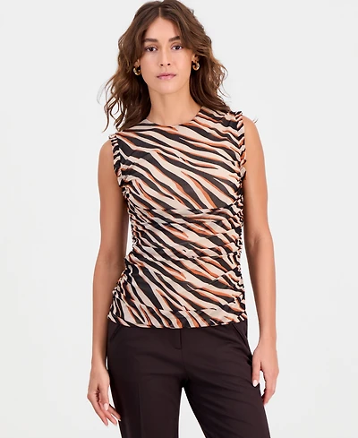 Bar Iii Women's Animal-Print Mesh Top, Macy's Exclusive